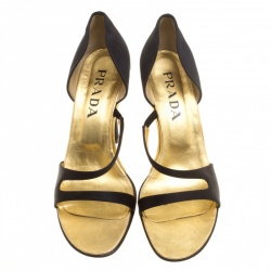 Pre Owned Prada Black Satin Sandals Size 38.5