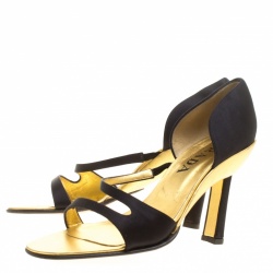 Pre Owned Prada Black Satin Sandals Size 38.5