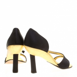 Pre Owned Prada Black Satin Sandals Size 38.5