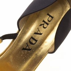 Pre Owned Prada Black Satin Sandals Size 38.5