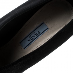 Pre Owned Prada Black Suede Peep Toe Ankle Boots Size 38.5