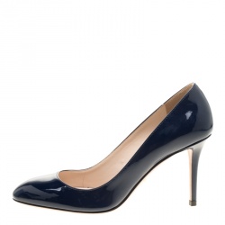 Pre Owned Prada Blue Patent Leather Pumps Size 37