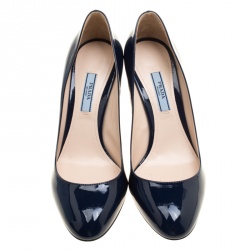Pre Owned Prada Blue Patent Leather Pumps Size 37