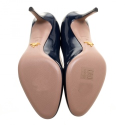 Pre Owned Prada Blue Patent Leather Pumps Size 37