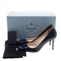 Pre Owned Prada Blue Patent Leather Pumps Size 37