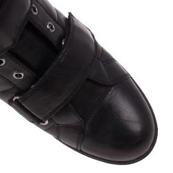 Pre Owned Prada Sport Black Leather High Top Wedge Sneakers Size 38