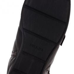 Pre Owned Prada Sport Black Leather High Top Wedge Sneakers Size 38