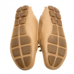 Pre Owned Prada Beige Leather Bow Loafers Size 36