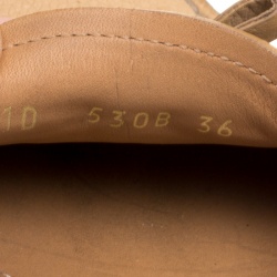 Pre Owned Prada Beige Leather Bow Loafers Size 36