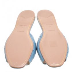 Pre Owned Prada Powder Blue Ostrich Leather Flat Slides Size 38