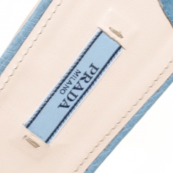 Pre Owned Prada Powder Blue Ostrich Leather Flat Slides Size 38