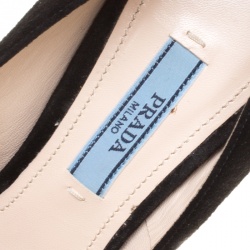 Pre Owned Prada Black Suede Ankle Strap Platform Pumps Size 38