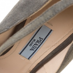 Pre Owned Prada Grey Suede Ankle Strap Platform Pumps Size 37