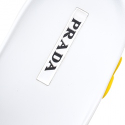 Pre Owned Prada White Multicolor Flower Appliquèd Rubber Slide Sandals Size 39