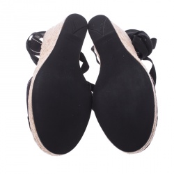 Pre Owned Prada Navy Blue Canvas Espadrilles Wedge Sandals Size 37