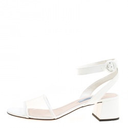 Pre Owned Prada White PVC and Patent Leather Sandals Size 39