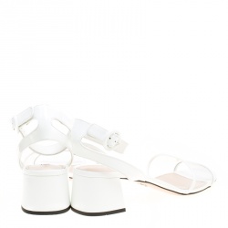 Pre Owned Prada White PVC and Patent Leather Sandals Size 39