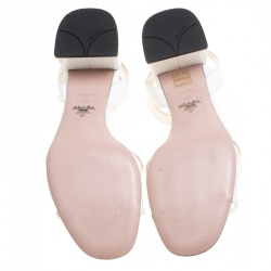 Pre Owned Prada White PVC and Patent Leather Sandals Size 39