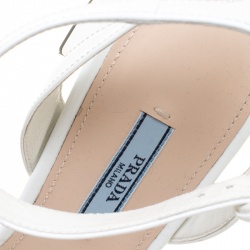Pre Owned Prada White PVC and Patent Leather Sandals Size 39