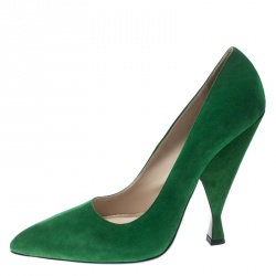 Pre Owned Prada Green Suede Pointed Toe Pumps Size 40