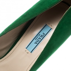 Pre Owned Prada Green Suede Pointed Toe Pumps Size 40