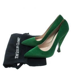 Pre Owned Prada Green Suede Pointed Toe Pumps Size 40