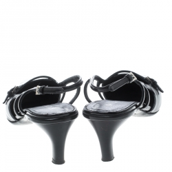 Prada Black Leather Pointed Toe Slingback Sandals Size 36.5