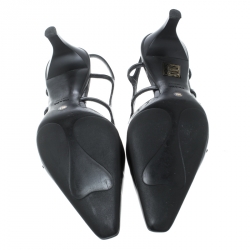 Prada Black Leather Pointed Toe Slingback Sandals Size 36.5
