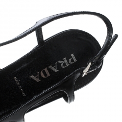 Prada Black Leather Pointed Toe Slingback Sandals Size 36.5