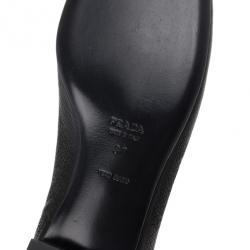 Pre Owned Prada Black Leather Gold Eyelet Ballet Flats Size 37