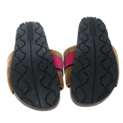 Prada Brown And Pink Velvet Flat Slides Size 39
