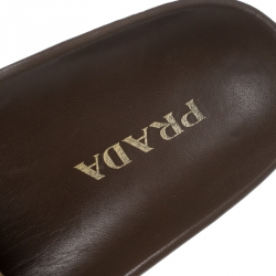 Prada Brown And Pink Velvet Flat Slides Size 39
