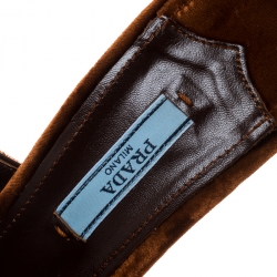 Pre Owned Prada Brown Velvet And Black Satin Bow Embellished Peep Toe Mules Size 38