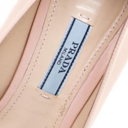 Pre Owned Prada Blush Pink Leather Flower Print Detail Pointed Toe Pumps Size 39
