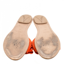 Prada Sport Coral Orange Suede Bow Slides Size 37