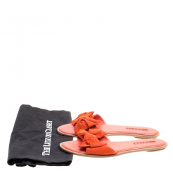 Prada Sport Coral Orange Suede Bow Slides Size 37