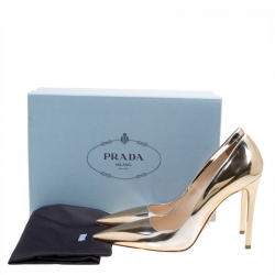Pre Owned Prada Two Tone Metallic Leather Pointed Toe Pumps Size 39.5