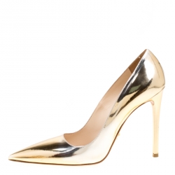 Pre Owned Prada Two Tone Metallic Leather Pointed Toe Pumps Size 39.5