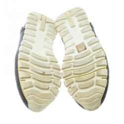 Pre Owned Prada Grey Canvas Jeweled Slip on Sneakers Size 39