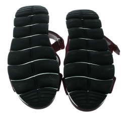 Pre Owned Prada Purple Fabric Crystal Embellished Platform Flat Sandals Size 38.5