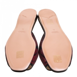 Prada Black/Red Floral Sequins Embellished Flat Slides Size 38