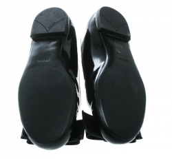 Pre Owned Prada Black Patent Leather Bow Ballet Flats Size 38.5