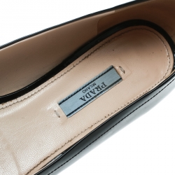 Pre Owned Prada Black Patent Leather Bow Ballet Flats Size 38.5