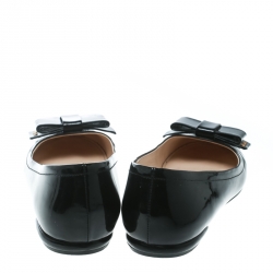 Pre Owned Prada Black Patent Leather Bow Ballet Flats Size 38.5