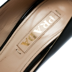 Pre Owned Prada Black Patent Leather Ankle Strap Platform Pumps Size 36