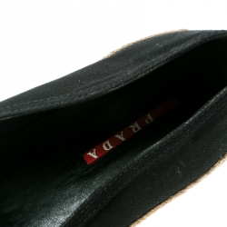 Pre Owned Prada Sport Black Canvas Espadrille Loafers Size 35.5