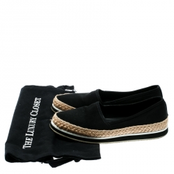 Pre Owned Prada Sport Black Canvas Espadrille Loafers Size 35.5