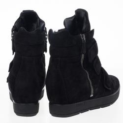 مملوكة مسبقًا Prada Sport Black Suede Wedge Hi-Top Sneakers Size 37.5
