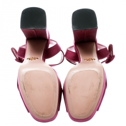 Prada Purple Satin Crisscross Platform Sandals Size 36.5