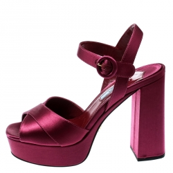 Prada Purple Satin Crisscross Platform Sandals Size 36.5